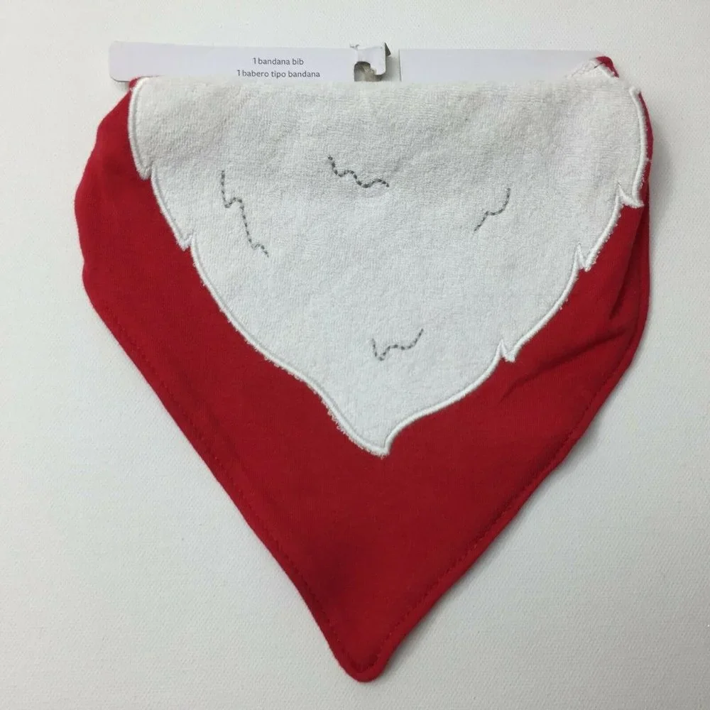 Carter's Just One You Red Christmas Santa Beard Bandanna Bib Holiday Festive